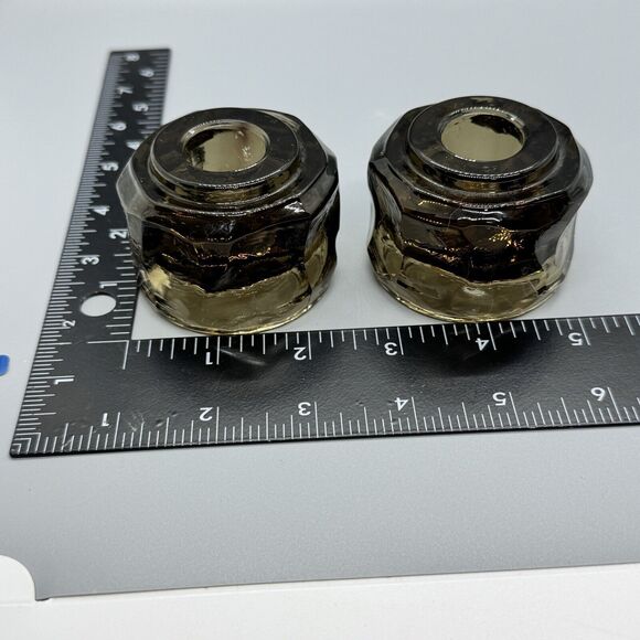 Vtg Fostoria Amber Brown Glass Taper Candle Stick Holder 2" Stackable Depression - Picture 11 of 11